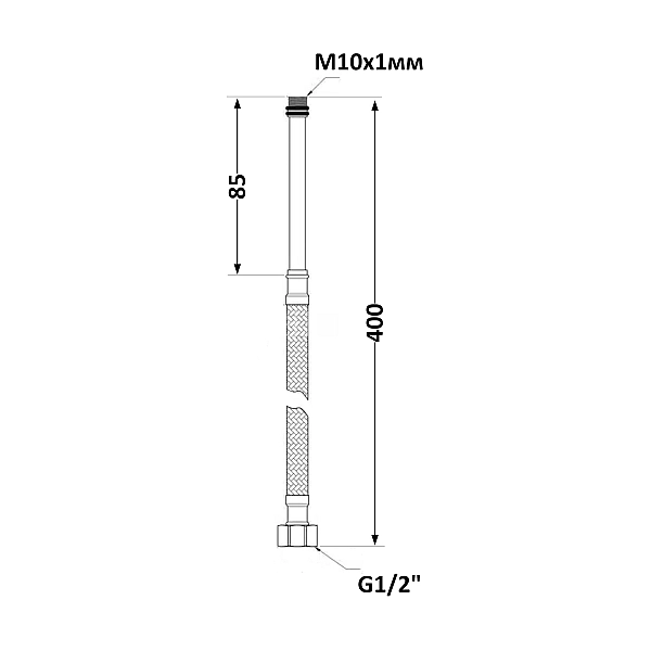 Шланг гнучк. нерж. обплет. силікон довгий (пара) L-40cм. 1/2"в хМ10з SF380W40 Thermo Alliance Forte - Фото - 2
