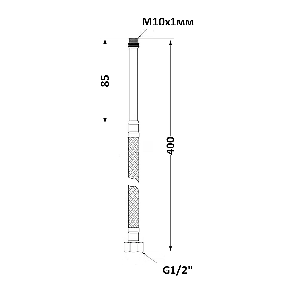 Шланг гнучкий NYLON для води у нейлоновому обплет. довгий (пара) L-40 cм. 1/2"в хМ10з SF390W40 Thermo Alliance Forte - Фото - 2