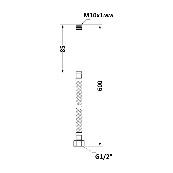 Шланг гнучк. нерж. обплет. силікон довгий (пара) L-60cм. 1/2"в хМ10з SF380W60  Thermo Alliance Forte - Фото - 2