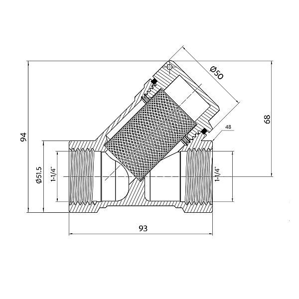 Фильтр грубой очистки Thermo Alliance Standart 1 1/4"ВВ никель для воды косой TAS124W32 - Фото - 2