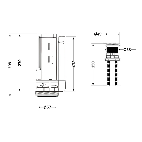 Зливний механізм для унітаза LT02 без клапана, 3/6 л, хром кнопка Lidz - Фото - 2