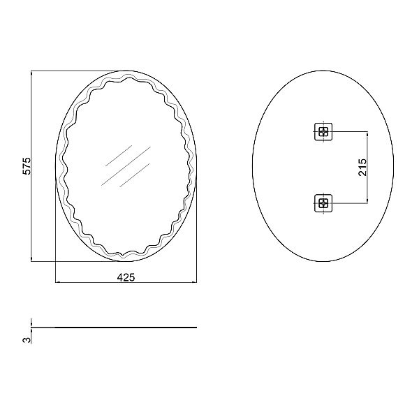 Дзеркало Lidz Latwa 140.07.11 425х575 настінне овальне з декором LD78LA4257 - Фото - 2
