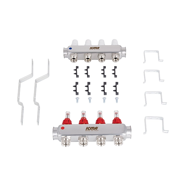 Колектор із витратомірами (нерж.) 1"х4 Icma № К073 - Фото - 9