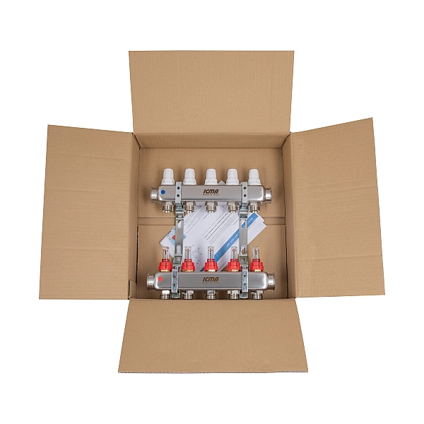 Колектор із витратомірами (нерж.) 1"х5 Icma № К073 - Фото - 10