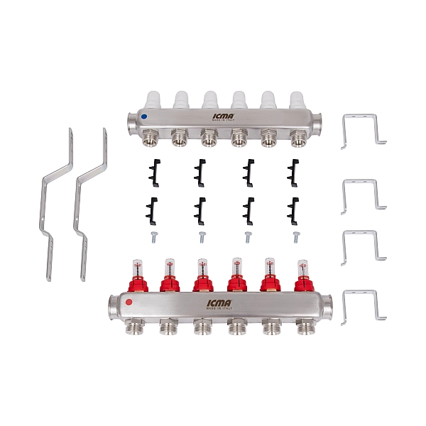 Колектор з витратомірами (нерж.) 1" х6 Icma № К073 - Фото - 9