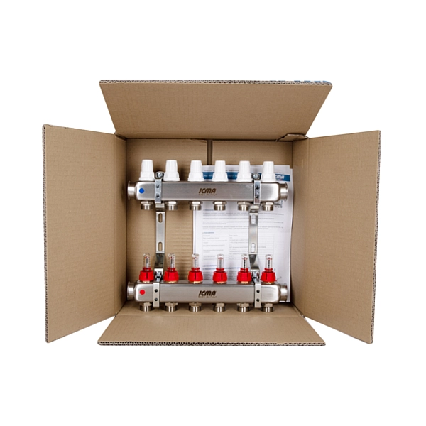 Колектор з витратомірами (нерж.) 1" х6 Icma № К073 - Фото - 10