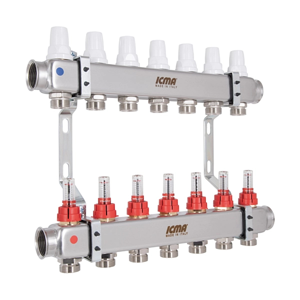 Колектор з витратомірами (нерж.) 1" х7 Icma № К073 - Фото - 3