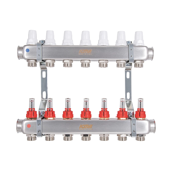 Колектор з витратомірами (нерж.) 1" х7 Icma № К073