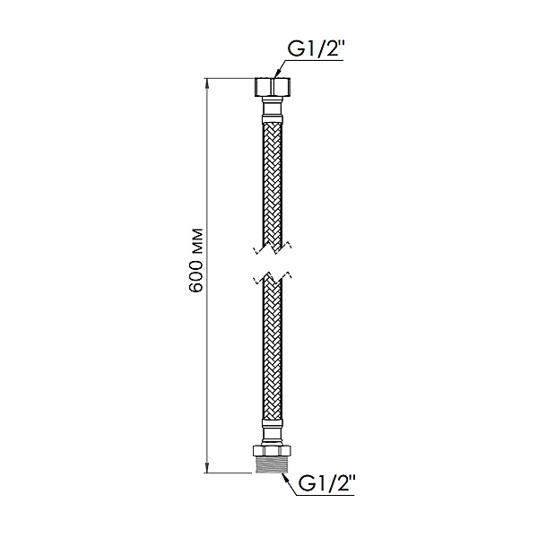 Шланг для води Thermo Alliance Standart 60 см NYLON 1/2"x1/2" ВЗ TAS388W60 - Фото - 2