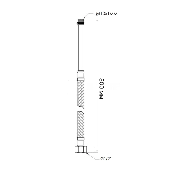 Шланг для підключення змішувача Thermo Alliance Standart (пара) 80 см NYLON M10x1/2"В довга ігла TAS386W80L - Фото - 2