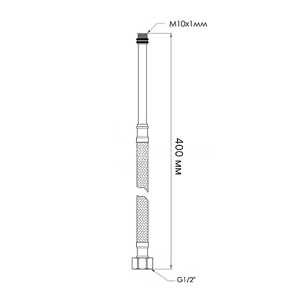 Шланг для підключення змішувача Thermo Alliance Standart (пара) 40 см NYLON M10x1/2"В довга ігла TAS386W40L - Фото - 2