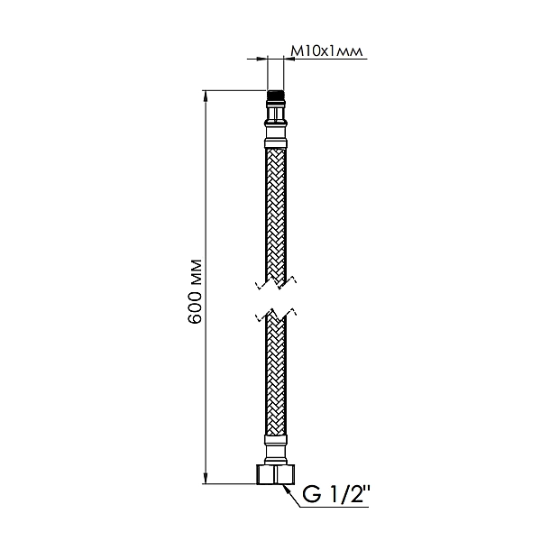 Шланг для підключення змішувача Thermo Alliance Standart (пара) 60 см NYLON M10x1/2"В TAS386W60 - Фото - 2