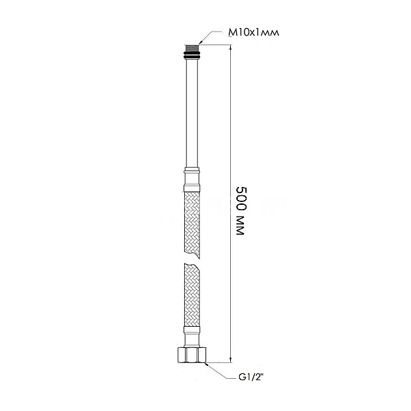Шланг для підключення змішувача Thermo Alliance Standart (пара) 50 см NYLON M10x1/2"В довга ігла TAS386W50L - Фото - 2
