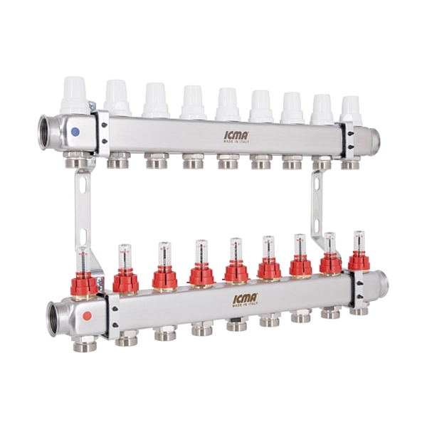 Колектор з витратомірами (нерж.) 1" х9 Icma № К073 - Фото - 3