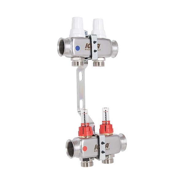 Колектор Icma № К073 з витратомірами (нерж.) 1" х 3/4" на 2 виходи - Фото - 2