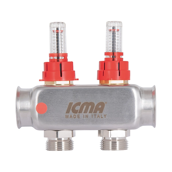 Колектор Icma № К073 з витратомірами (нерж.) 1" х 3/4" на 2 виходи - Фото - 4