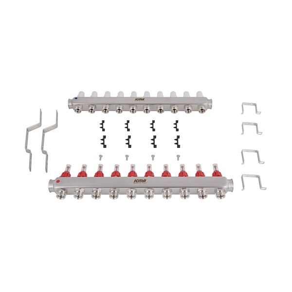 Колектор Icma № К073 з витратомірами (нерж.) 1" х 3/4" на 2 виходів - Фото - 9