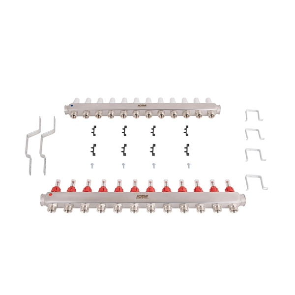 Колектор Icma № К073 з витратомірами (нерж.) 1" х 3/4" на 12 виходів - Фото - 9