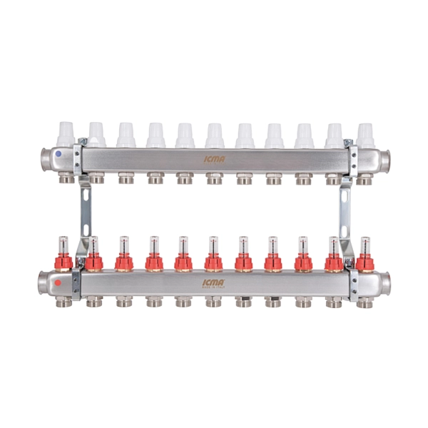 Колектор Icma № К073 з витратомірами (нерж.) 1" х 3/4" на 11 виходів