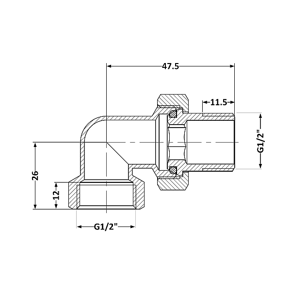 Згін-американка Thermo Alliance Standart 1/2"ВЗ нікель, кутовий TAS191W15 - Фото - 2