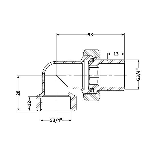 Сгон-американка Thermo Alliance Standart 3/4"ВН никель, угловой TAS191W20 - Фото - 2