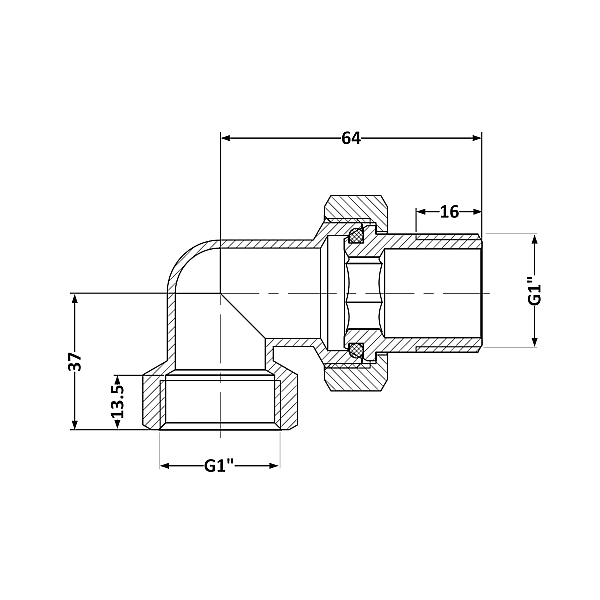 Згін-американка Thermo Alliance Standart 1"ВЗ нікель, кутовий TAS191W25 - Фото - 2
