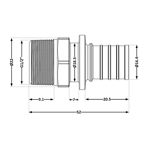 Перехідник під натяжну гільзу Icma №1034 d20х2,8-1/2"З 851034ADGW05 - Фото - 2