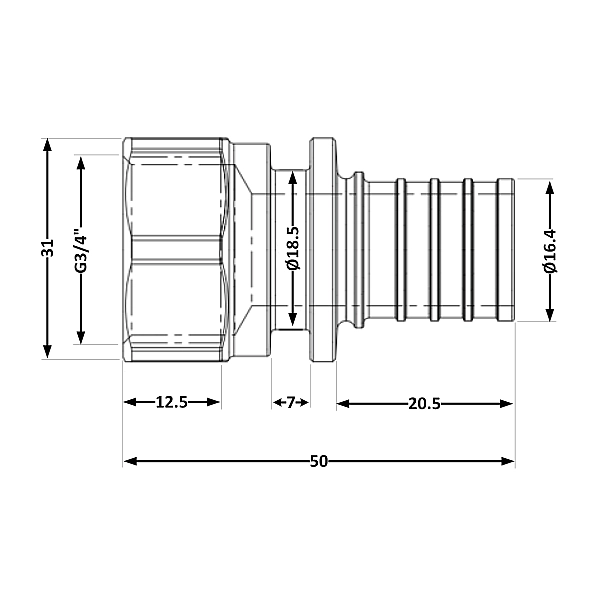 Переходних под натяжную гильзу Icma №1033 d20х2,8-3/4"В 851033AEGW05 - Фото - 2