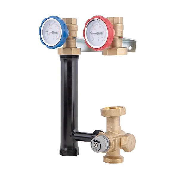 Насосная группа Icma №R004 с ручной регулировкой и термостатическим смесителем правое подключение 1 1/2"x1" 93R004AFD5505SC - Фото - 4