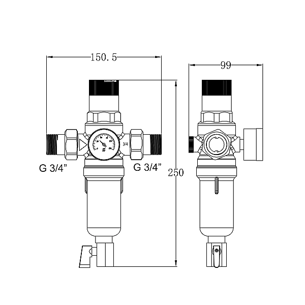 Фильтр самопромывной Thermo Alliance Forte 3/4" с редуктором для горячей воды SF128W20H - Фото - 2