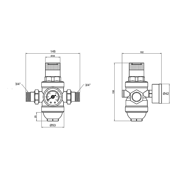 Фильтр самопромывной Thermo Alliance Forte 3/4" с редуктором для холодной воды SF128W20 - Фото - 2