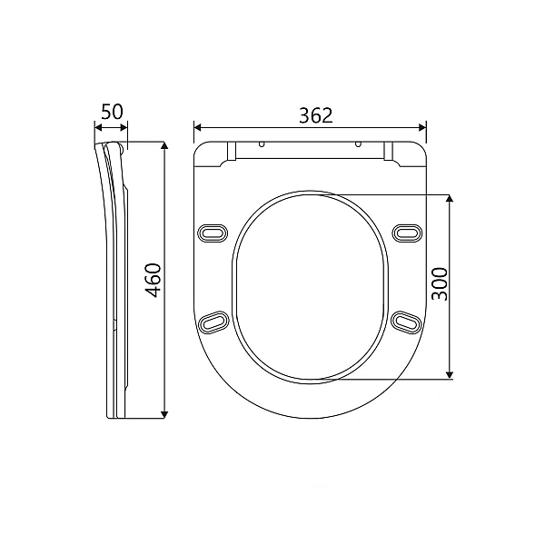 Сидіння для унітаза (Robin 660, Scorpio 520,660) 460x362x50 мм, Matt Black, з мікроліфтом, Slim Duroplast, Quick Release QTSC179MB47352 Qtap - Фото - 2