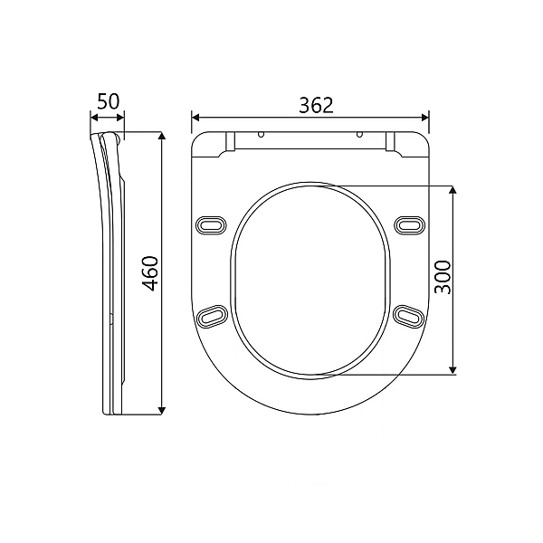 Сидіння для унітаза  (Robin 520,660, Scorpio 520,660) 460x362x50 мм, White, з мікроліфтом, Slim Duroplast, Quick Release QTSC179W47351 Qtap - Фото - 2