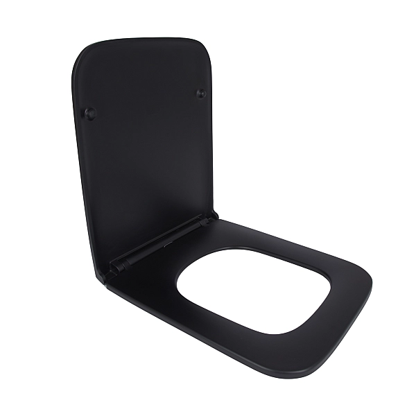 Сидіння для унітаза (Gemini) 435x357x37 мм, Matt Black, з мікроліфтом, Slim Duroplast, Quick Release QT99HY2312MB Qtap - Фото - 2