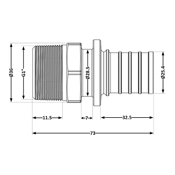 Перехідник під натяжну гільзу Icma №1034 d32х4,4-1"З 851034AFGY05 - Фото - 2