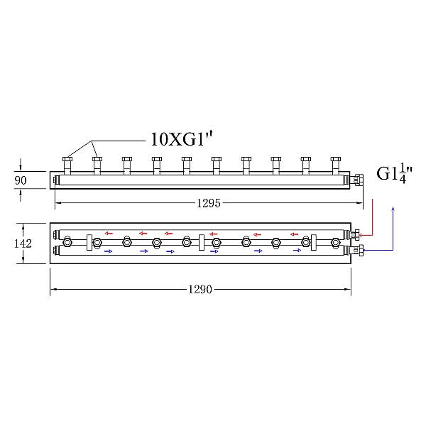 Колектор розподільчий Thermo Alliance Forte Quick System для  5 насосних груп 1 1/4"x1, нерж. сталь SUS 304 TAF-QSK5 - Фото - 2