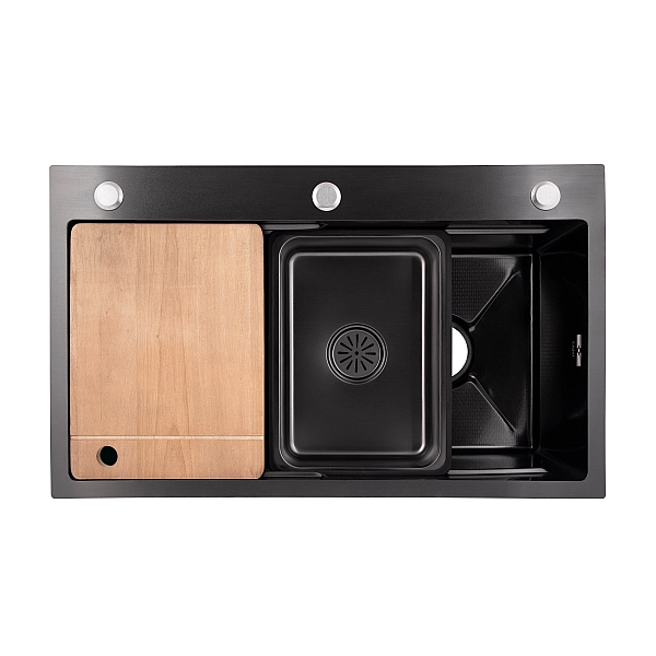 Lidz Handmade H7545B Мойка для кухни интегрированная Decor Black PVD Honeycomb 3,0/1,0 мм LDH7545BDECPVD48373