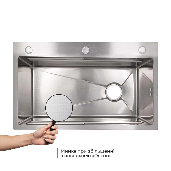 Lidz Handmade H7545 Мойка для кухни интегрированная Decor Honeycomb 3,0/1,0 мм LDH7545DEC48372 - Фото - 4