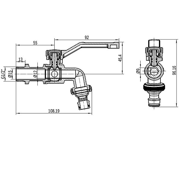 Кран кульовий для поливу Thermo Alliance Forte 1/2"З незамерзаючий TAF141W15 - Фото - 2