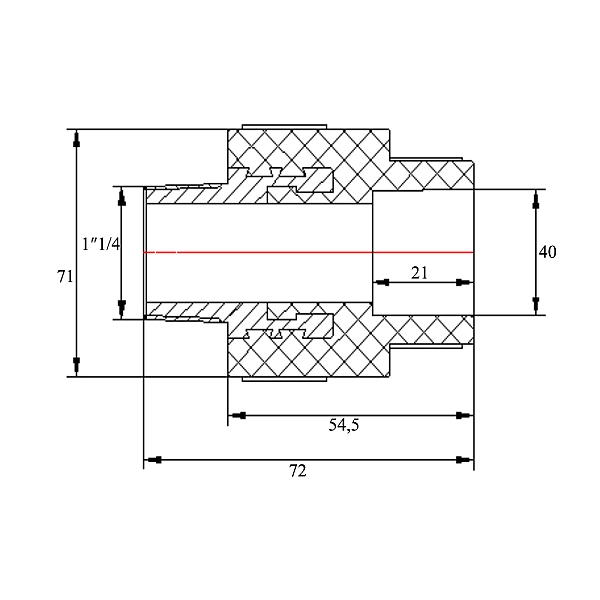 Муфта PPR Blue Ocean 40х1" 1/4 ЗР - Фото - 2