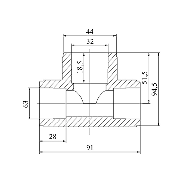 Трійник PPR Blue Ocean 63х32х63 редукційний - Фото - 2