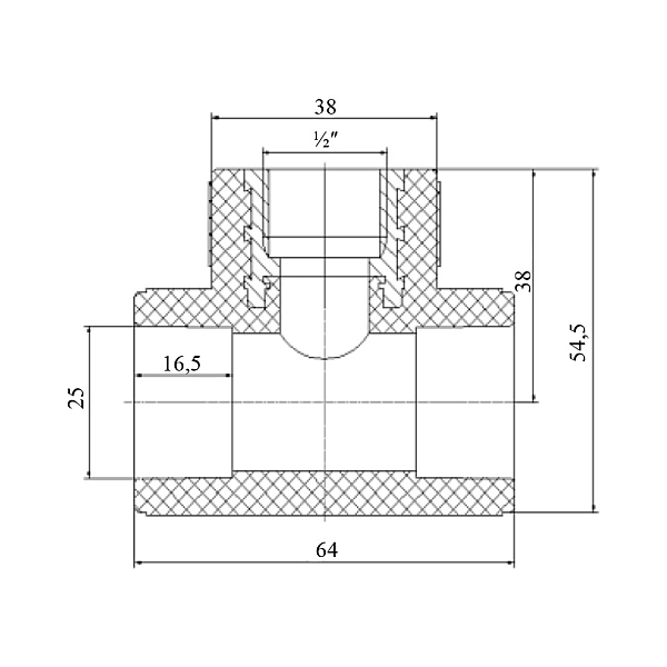 Трійник PPR Blue Ocean 25х1/2"х25 ВР - Фото - 2