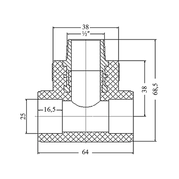 Трійник PPR Blue Ocean 25х1/2"х25 ЗР - Фото - 2