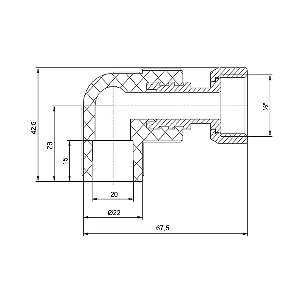 Кутик PPR Blue Ocean з накидною гайкою 20х1/2", 90° ВР - Фото - 2