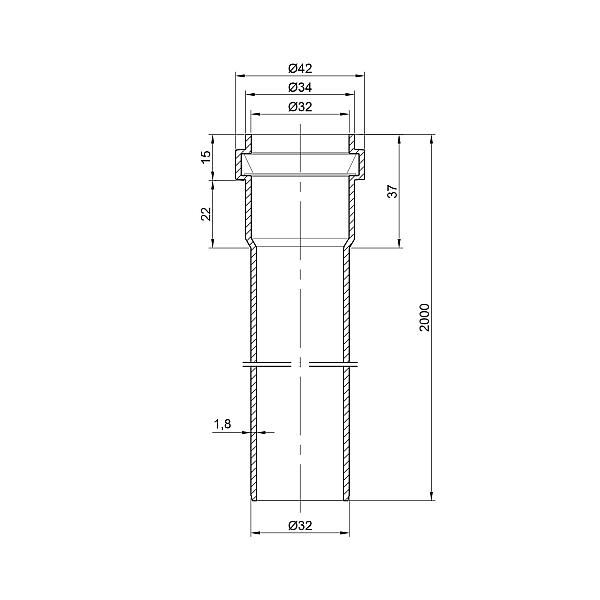 Труба PPR каналізаційна TA Sewage 32х1,8, 2 м - Фото - 2