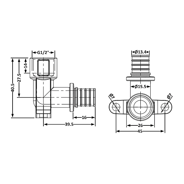 Угол натяжной Icma №1040 d16х2,2-1/2"В настенный 851040ADBO05 - Фото - 2