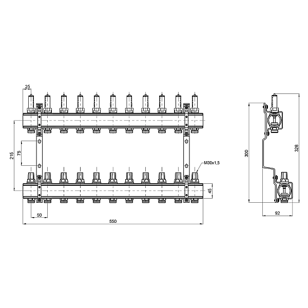 Колектор з витратомірами Thermo Alliance Forte 1" 11 виходів SF001W11 - Фото - 2
