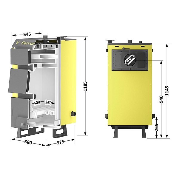 Котел твердопаливний сталевий Thermo Alliance Ferrum W V 5.0 FW 14 - Фото - 2