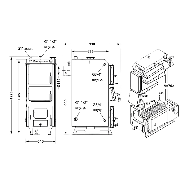 Котел твердопаливний сталевий Thermo Alliance Ferrum Plus V 5.0 FSF+ 16 - Фото - 2