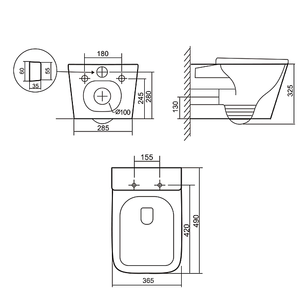 Унитаз подвесной Tern Ultra Quiet 490×365×325 мм, Beige, с сиденьем Slim Duroplast / Soft-close / Quick Release QT17332303ASSB Qtap - Фото - 2